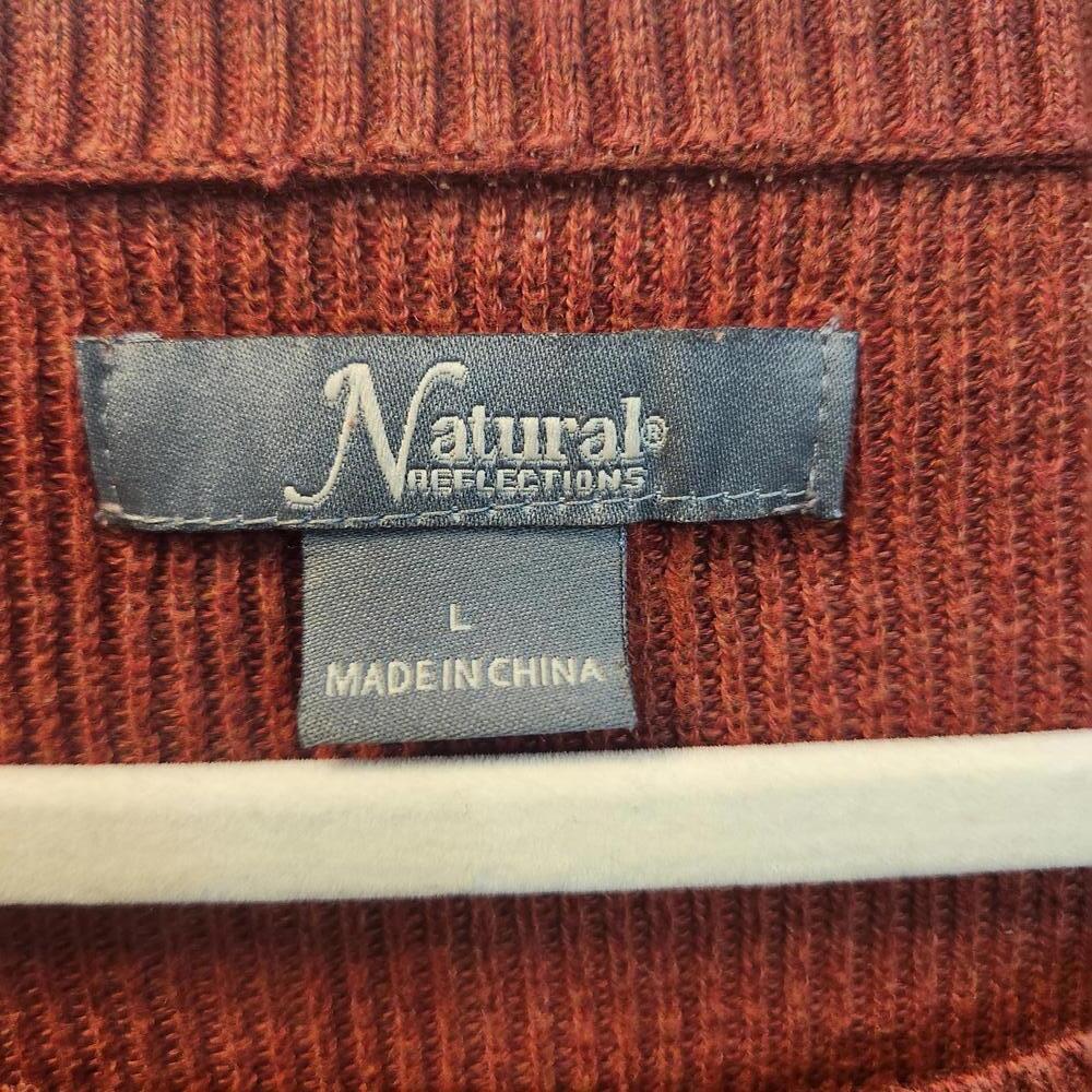 Natural Reflections Women's Long Sleeve Knit Top in Rust, Size Large - Picture 2 of 8